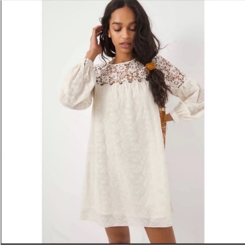 Anthropologie Verb by Pallavi Singhee Ivory Lace Tunic Dress Size Large NWT